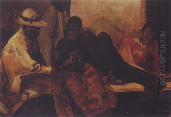 Three Young Men In An Interior - view 1