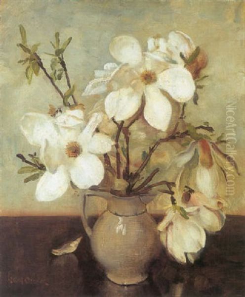 Still Life Of Magnolias In An Earthenware Jar - view 1