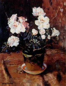 Still Life Of Azaleas In A Pot
