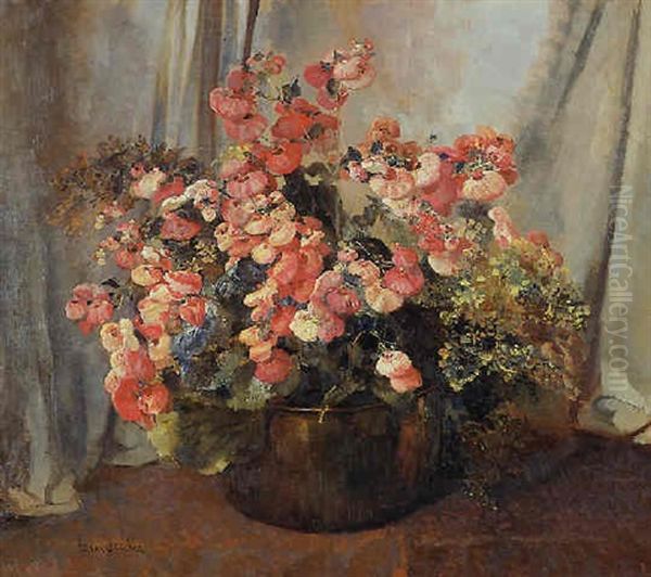 Still Life Of Flowers In A Copper Pot - view 1