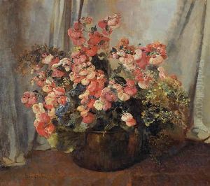 Still Life Of Flowers In A Copper Pot