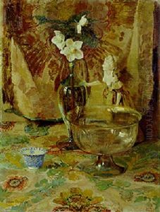 A Still Life With Crystal Bowls And A Porcelain Figure by Frans David Oerder