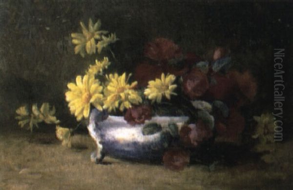 Yellow Chrysanthemums And Red Roses... - view 1