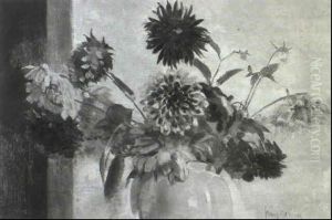 Dahlias In A Green Jar by Frans David Oerder
