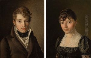 Gegenstucke. Bildnis Hans Georg Oeri/ Bildnis Anna Dorothea Oeri-zimmermann by Hans Jacob Oeri