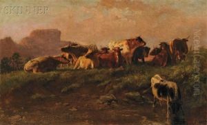 Cows At Rest by Johannes Adam Simon Oertel