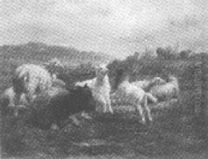 Sheep In A Landscape by Johannes Adam Simon Oertel