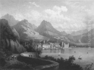 Blick Uber Den Gardasee Auf Das Stadtchen Riva by August Oeser