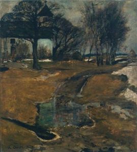 Ohne Titel (landschaft Mit Kapelle Im Vorfruhling) by Alfred Oesteritz