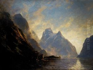 Norwegische Fjordlandschaft by Carl August Heinrich Ferdinand Oesterley