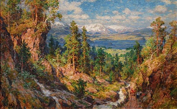 Panoramic View With Lake In The Mountains - view 1