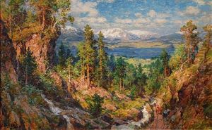 Panoramic View With Lake In The Mountains by Carl August Heinrich Ferdinand Oesterley