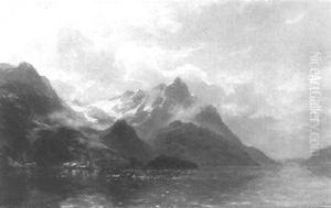 Gebirgssee Im Winter by Carl August Heinrich Ferdinand Oesterley