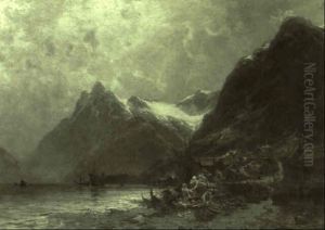 Norwegische Fjordlandschaft by Carl August Heinrich Ferdinand Oesterley