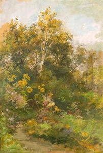 Mutter Und Kind Im Blumengarten by Marie Oesterley