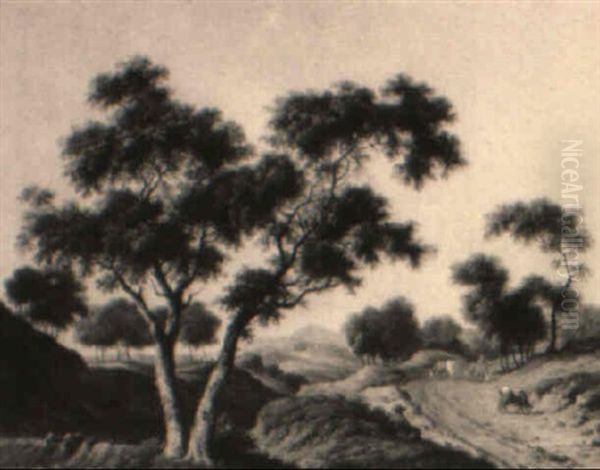 Herdsmen With Cattle In A Summer Landscape - view 1