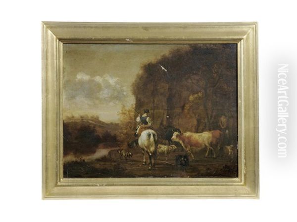 A Drover With Her Herd In A Landscape - view 1