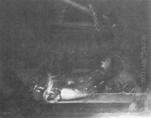 Still Life Of Sturgeon And Basket On A Table