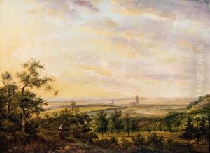 Mother With Child In Summer Landscape by Anthony Jacobus Offermans