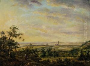 Mutter Mit Kind In Weitlaufiger Sommerlandschaft by Anthony Jacobus Offermans