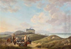 Vissers In De Scheveningse Duinen Nabij Paviljoen Von Wied by Anthony Jacobus Offermans