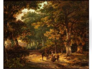 Waldlandschaft Mit Figuren by Anthony Jacobus Offermans
