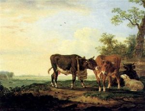Rinder Und Ein Schaf Auf Der Weide by Anthony Jacobus Offermans