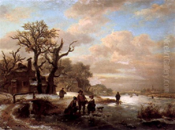 Figures On A Frozen River - view 1