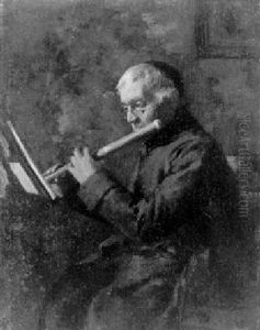 Dwarsfluitspelende Man by Tony Lodewijk George Offermans