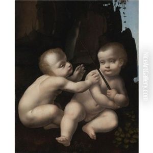 The Christ Child With The Infant St. John The Baptist by Marco d' Oggiono