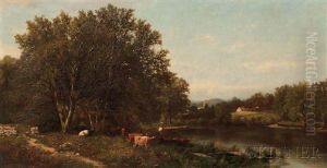 Cows By The River by John Clinton Ogilvie