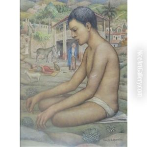 Boy Seated In A Mexican Village by Cecil Crawford O'Gorman