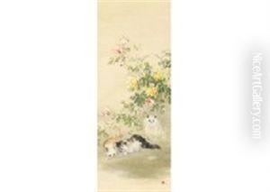 Cat With Flower by Suiseki Ohashi
