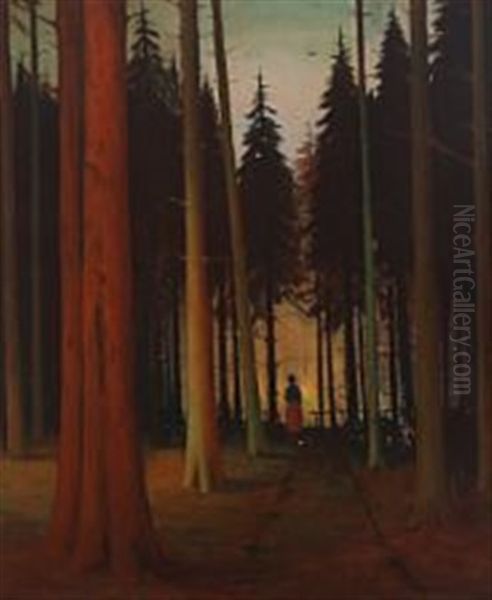 Walking Woman In Forrest - view 1
