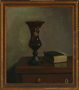 Opstilling Med Rodt Glas by Jeppe Madsen Ohlsen
