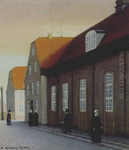 Gadeparti Fra Christiansfeld Med Personer Klaedt I Sort