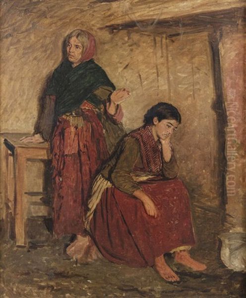 Figures In A Cottage Interior - view 1