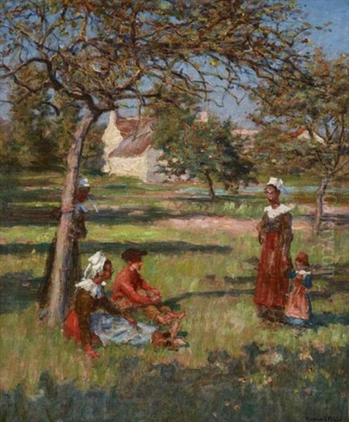 Breton Figures In An Orchard - view 1