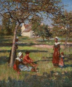 Breton Figures In An Orchard by Aloysius C. O'Kelly