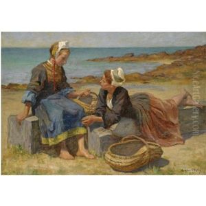 Breton Girls On A Beach (+ A Seated Lady, Sketch; Verso)