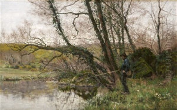 Breton Fishermen Beside A Stream - view 1