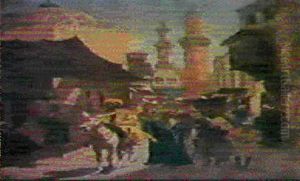 Figures On A Sunlit Street, Cairo by Aloysius C. O'Kelly