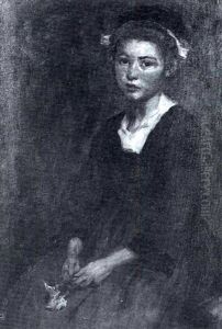Young Breton Maiden Holding A Flower Young Breton Maiden Holding A Flower