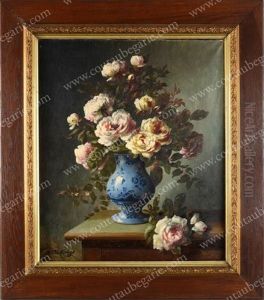 Bouquet De Roses Dans Un Vase by Nikolai Andreievitch Okolowitch