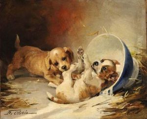 Chiots Jouant by Frederico Olaria