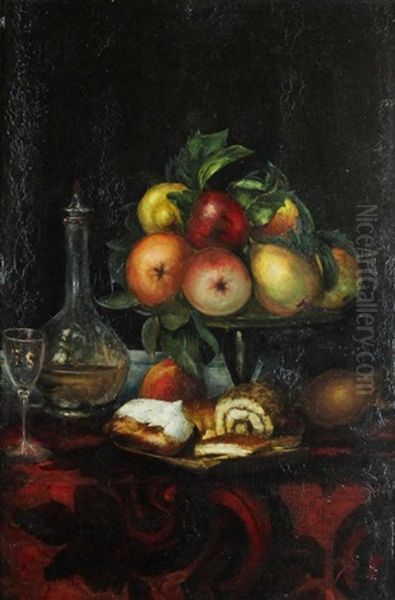 Still Life With Carafe, Fruit And Cake - view 1