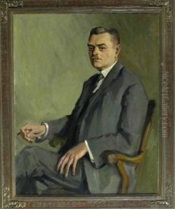 Portrait Des Sitzenden Malers Falkenberg Mit Zigarette
