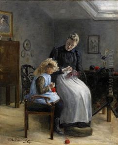 Mor Och Dotter Stoppar Strumpor by Edith Oldenburg von Sydow