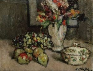 Nature Morte Aux Fruits Et Fleurs by Auguste Oleffe