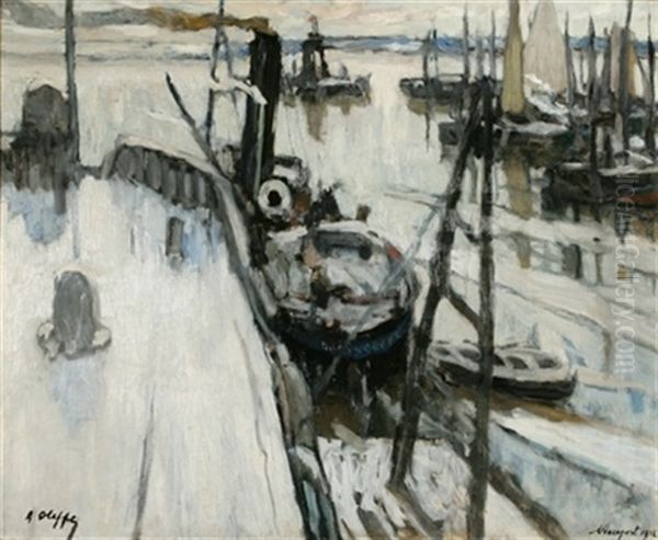 Le Port De Nieuport Sous La Neige - view 1